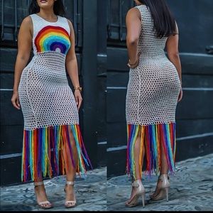 Beach cover rainbow dress